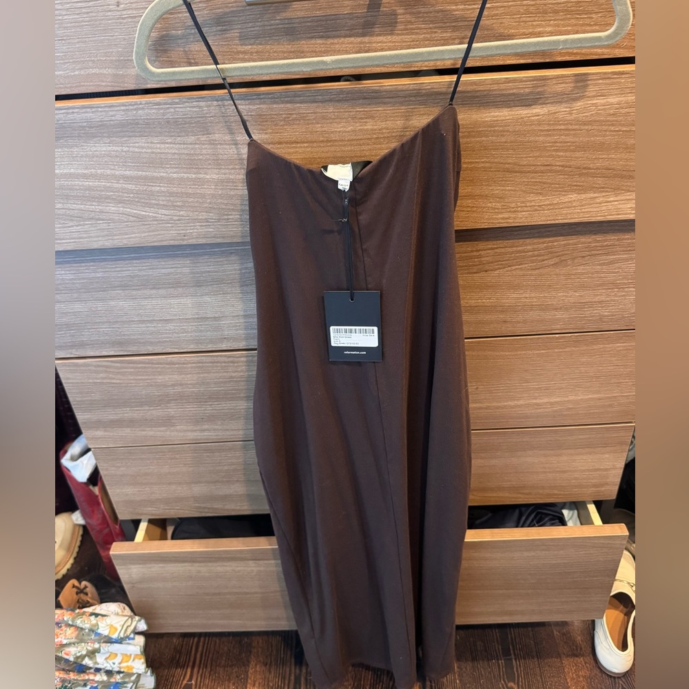 NWT! Reformation Etta knit strapless chocolate brown dress size small
